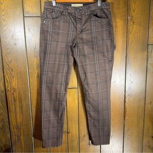 Democracy 'Ab' Technology Brown Plaid Academia Skinny Trouser Jeans (8)